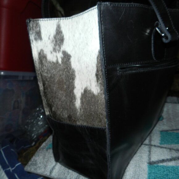 American Bison Darling Hair-on Cowhide Genuine Leather Tote Bag 🆕⌚📦🏃💨🚚 - Picture 7 of 16